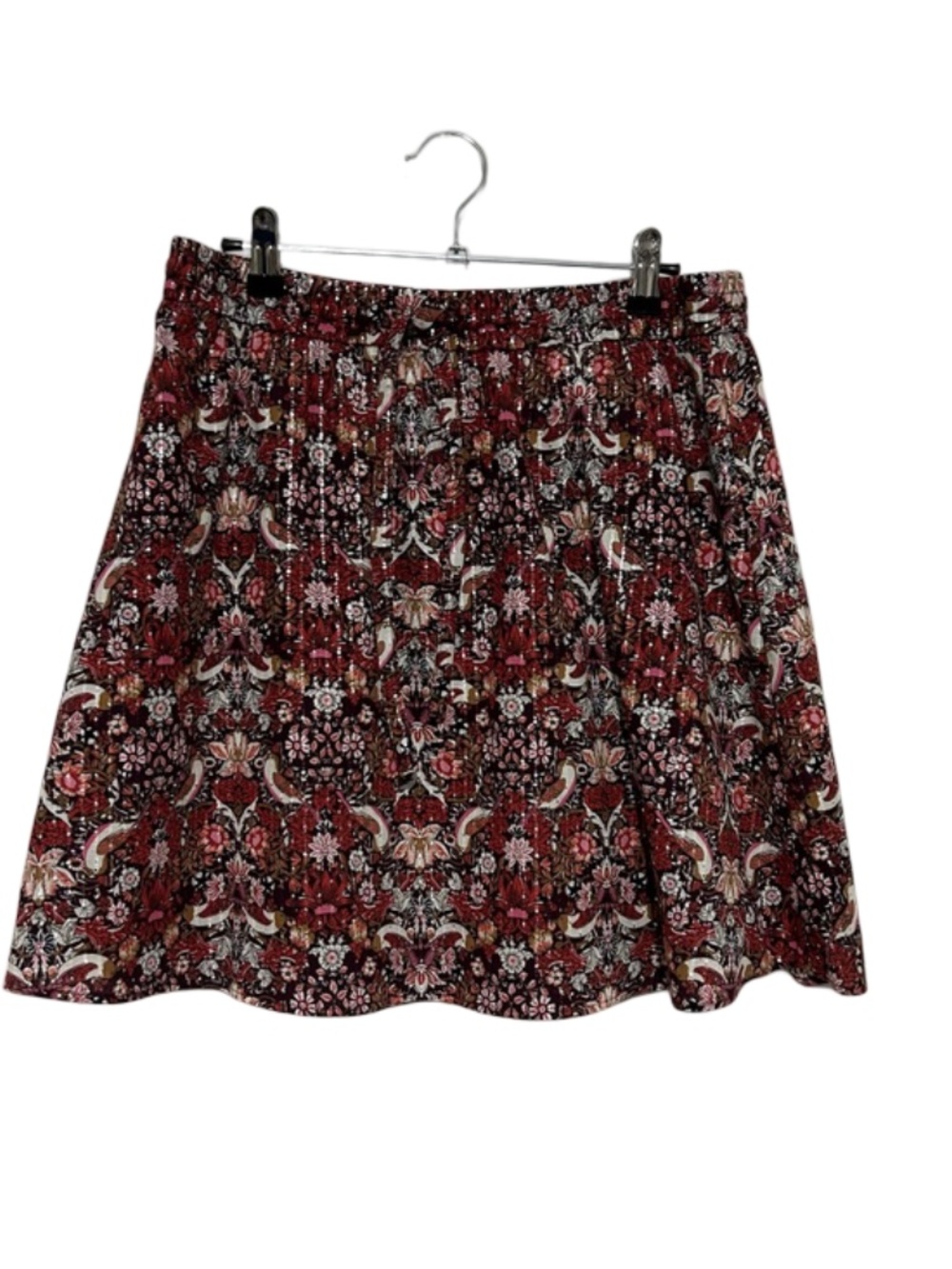LOFT Ann Taylor Red Floral Skirt Size Small